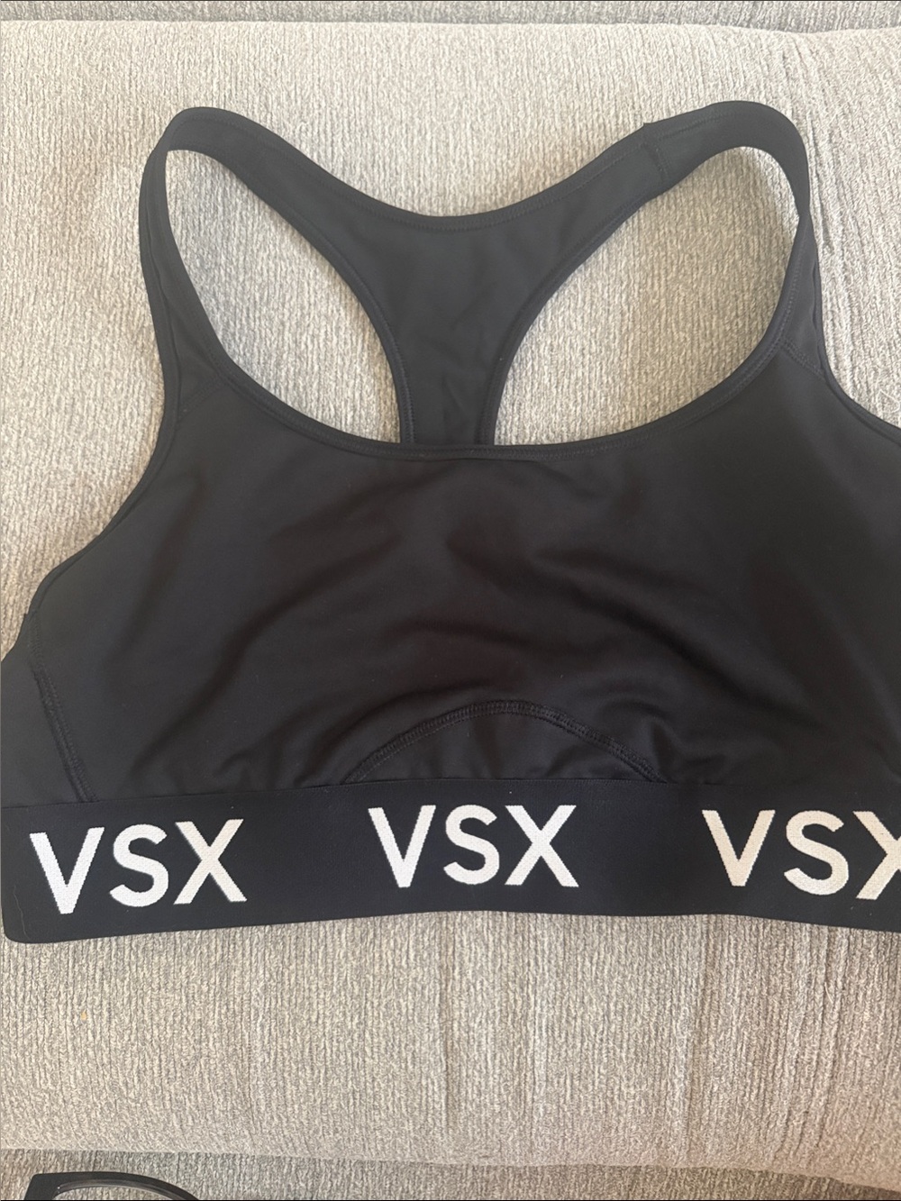 VSX Black Racerback Logo Elastic Sports Bra